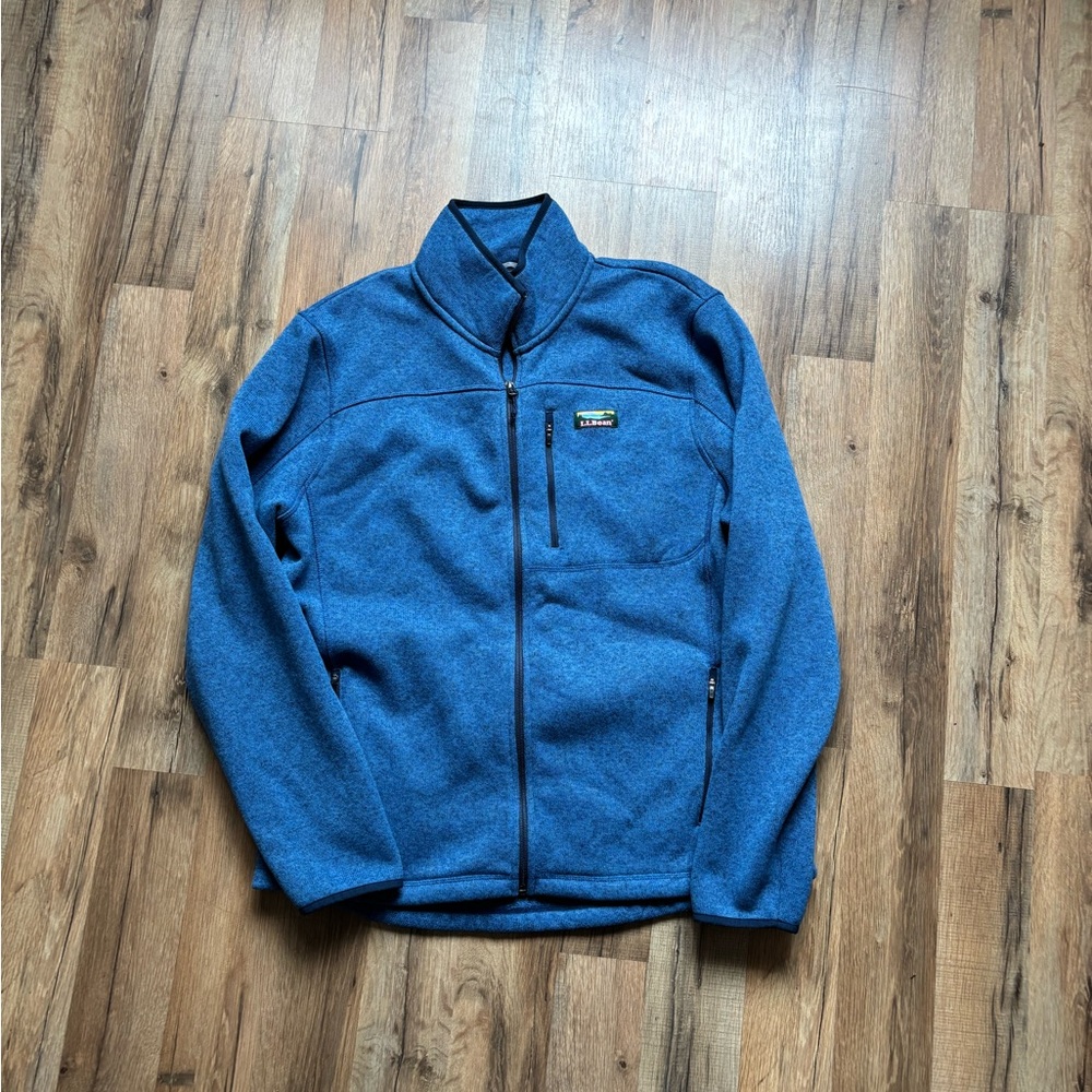 LLBean Heather Blue Zip-Up Fleece Jacket